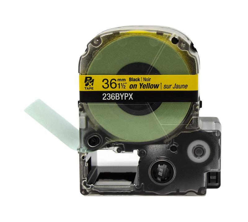 Epson LABELWORKS 236BYPX PET (Polyester) Tape Cartridge - Black on Yellow Label Maker Tape - 1.5" (36MM) Wide, 30' 36mm