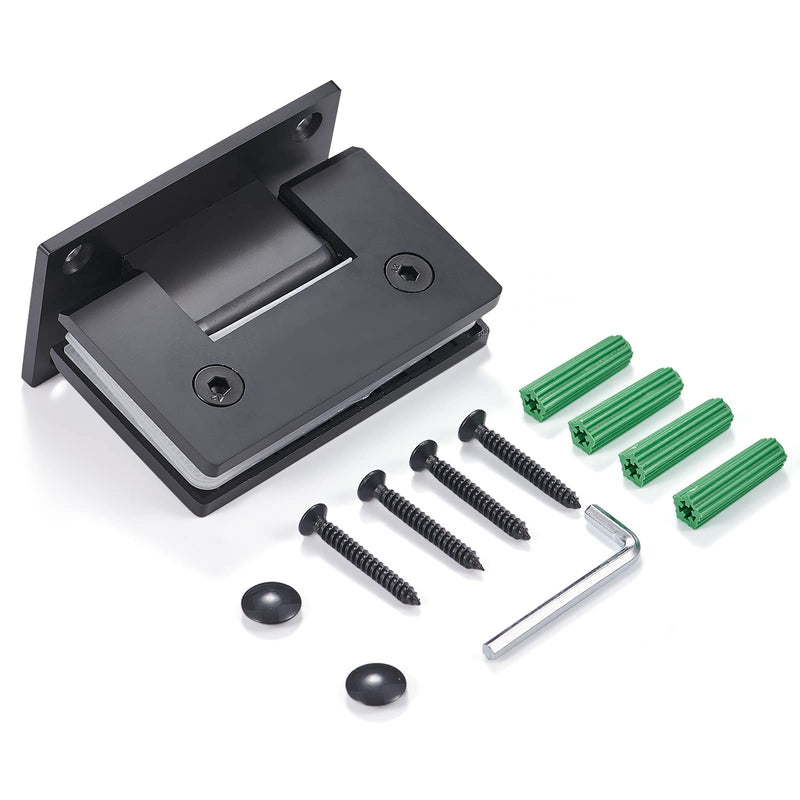 Ranbo 90 Degree Shower Glass Door Hinge, Matte Black, 1 Pack | solid 5mm-thick 304 stainless steel, wall to glass mount, for 5/16"-1/2" (8mm-12mm) thick frameless doors 90-degree glass-to-wall