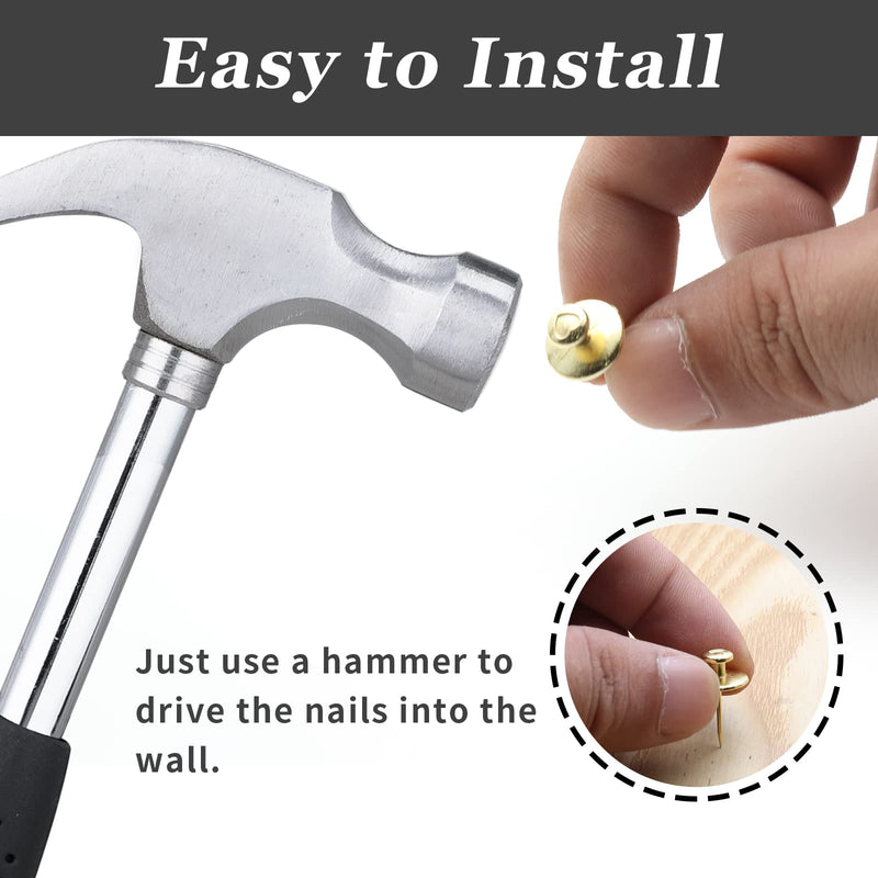 [Australia - AusPower] - Wall Nails for Hanging, Double-Headed Nails for Hanging Pictures Decorative Push Pin Hangers Nails for Drywall Cork Board Photo, Gold, 30 Pcs 
