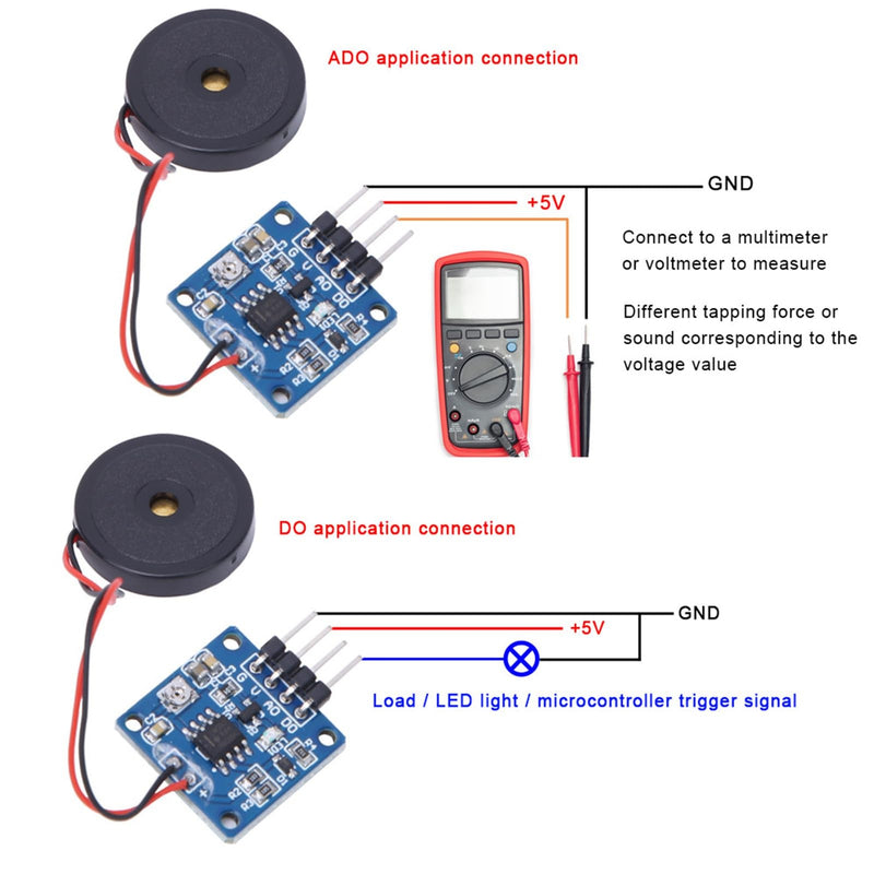 [Australia - AusPower] - 2 PCS Piezoelectric Vibration Sensor Module 5V DC AD/DO Output Adjustable Sensitivity for Electronic Drums and DIY Robotics Projects 20x20mm 