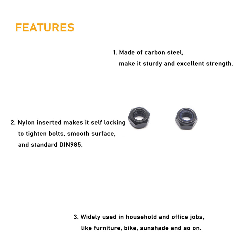 [Australia - AusPower] - binifiMux 50Pcs M3-0.5mm Black Zinc Plated Nylon Lock Nuts Inserted Hex Self Clinching Nuts for RC modeling 