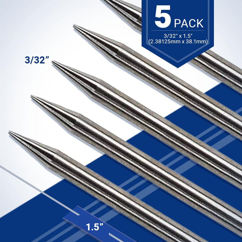 Pre-Ground TIG Tungsten Sharpened Electrodes Blue 2% Lanthanated 5-Pack (3/32" x 1.5") 3/32" Blue (2% Lanthanated)