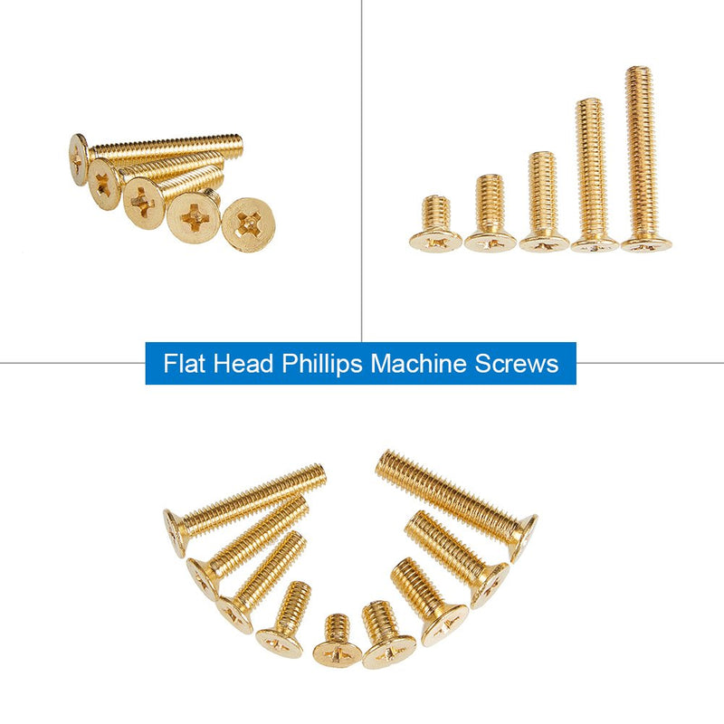 [Australia - AusPower] - Machine Screws, 160 Pcs M4 M5 10 Sizes Brass Flat-Head Bolts Phillips Drive Machine Screws Assortment Kit 
