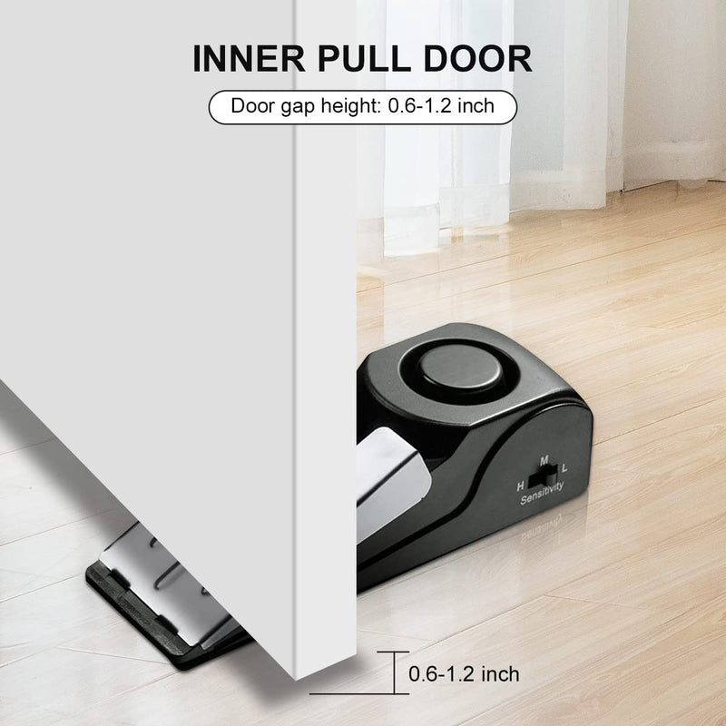 [Australia - AusPower] - 2 Pack Door Stop Alarm, Door Stopper with 120DB Security Alarm, Floor Wedge Door Stop Siren, Door Security Devices for Traveling, Apartment, Hotel and Home, Black 2 