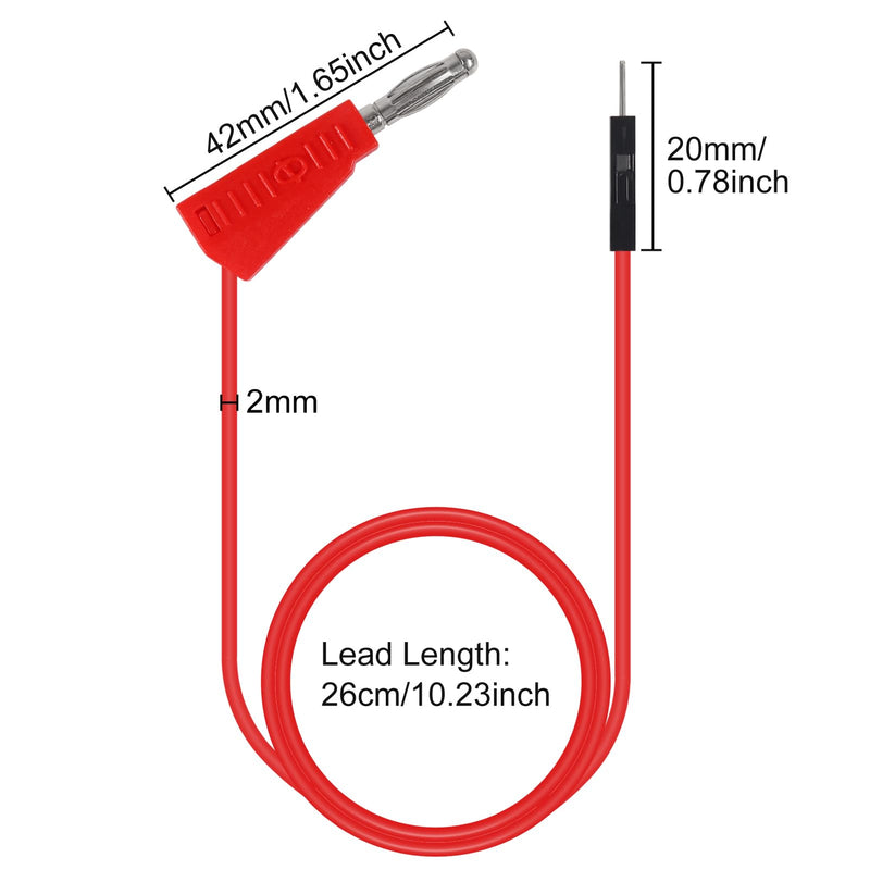 [Australia - AusPower] - 10PCS Stackable Banana Plug to Breadboard Male Jumper Wires, 22AWG Soft Flexible Silicone Test Leads, 4MM Banana Plug to Jumper Wires for Electrical Testing, 27.5CM 