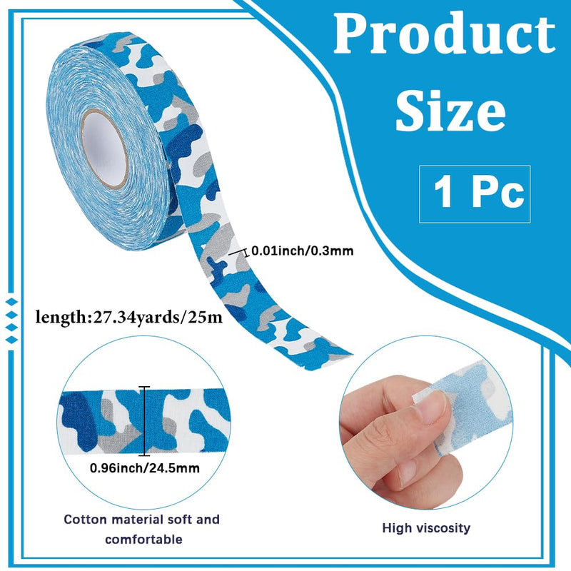 27.43 Yards Blue Camo Tape Cool Camouflage Pattern Athletic Sport Muscles Protective Non Slip Ice Hockey Pucks Skiing Stick Bat Racket Grip Polycotton Duct Tapes for DIY Craft Supply Box