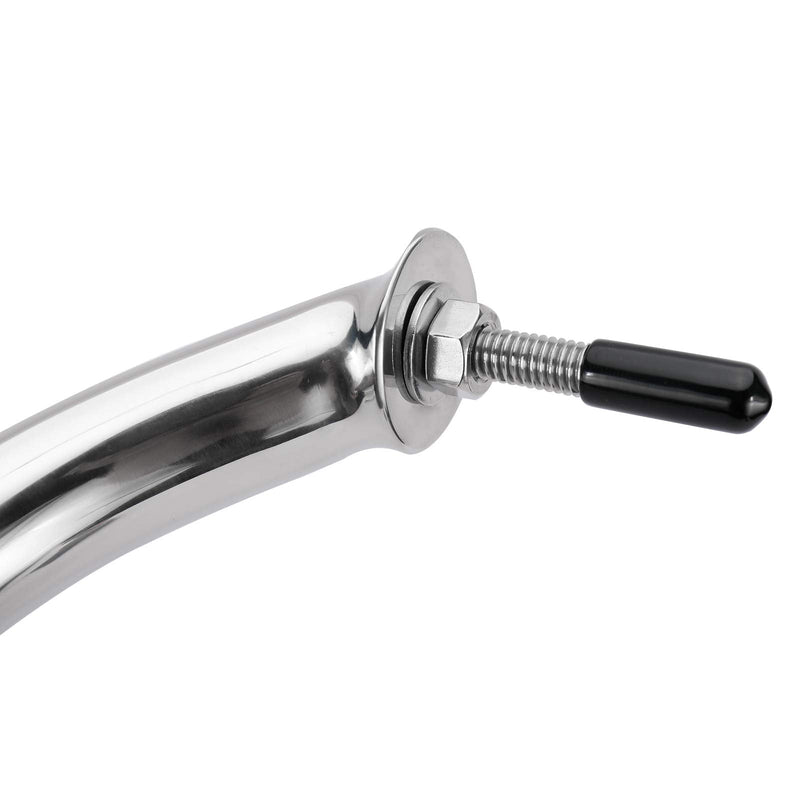 YaeMarine 2-Pack Boat Marine Grab Handle Hand Rail Polished Stainless Heavy Duty Oval Handle Hand Rail with Flange & Stud 12" L