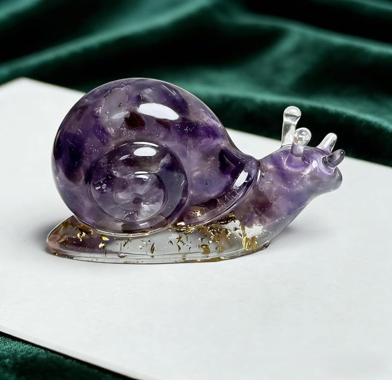 Amethyst Lucky Snail, Resin Ornament Shelf Plant Layout Home Accent Purple