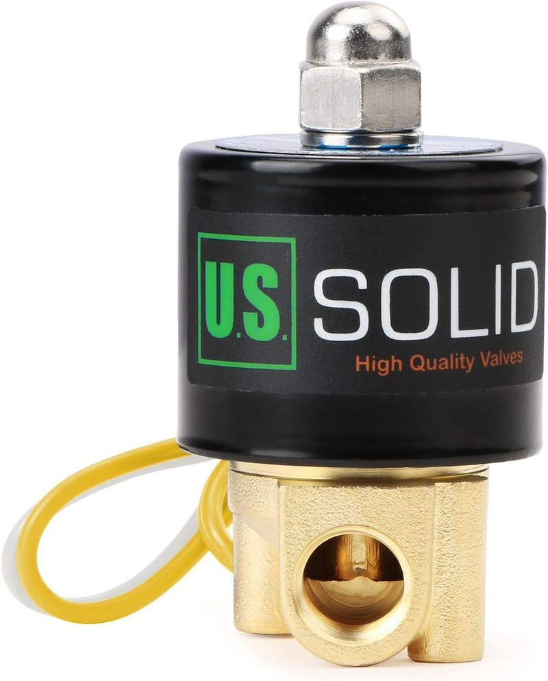 U.S. Solid 1/4" Brass Electric Solenoid Valve 110VAC Normally Closed VITON 0.25 Inch