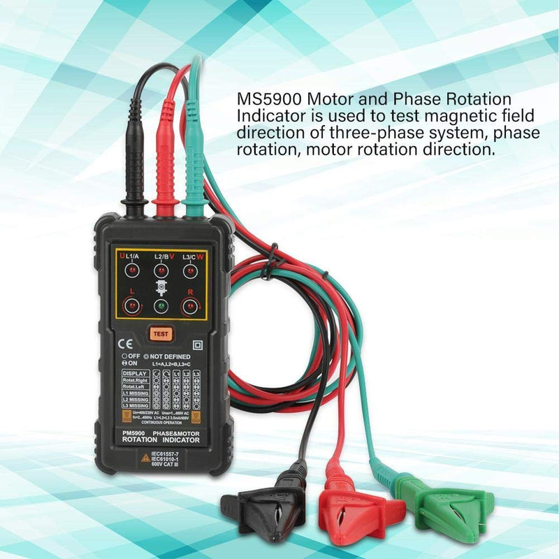 PM5900 Portable Handheld Tester Motor 3 Phase Motor Speed Display Tester Handheld Rotary Table Rotary Test Tester for Installing, Repair, 3-Phase System Maintenance, Motor