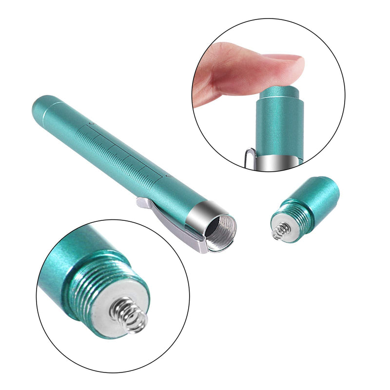 [Australia - AusPower] - Pen Light,Nurse Medical Reusable LED Penlight White Light with Pupil Gauge and Ruler (Teal) Teal 