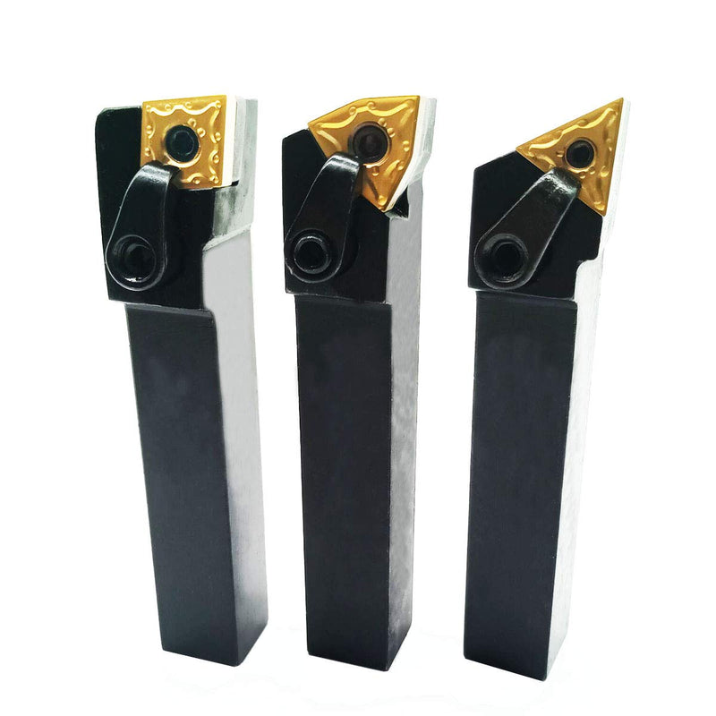 3PCS 5/8" Left Cutting CNC Lathe Carbide Excircle Indexable Turning Tool Holder Bit Set MTJNL1616H16 + MWLNL1616H08 + MCLNL1616H12 with 3pcs wnmg431, cnmg431, tnmg331 Indexable Carbide Inserts