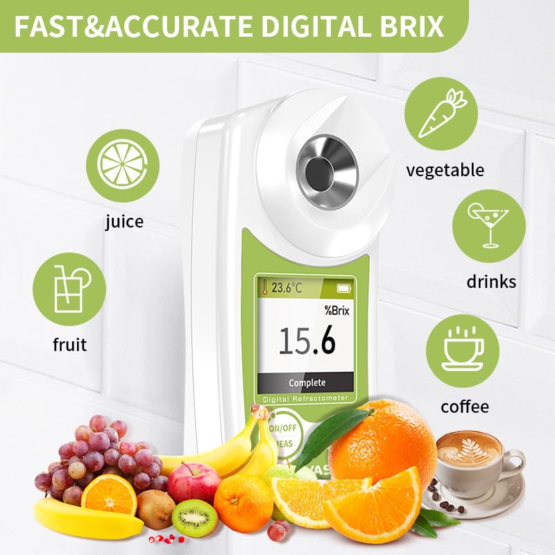 [Australia - AusPower] - Digital Brix Refractometer, 0–55% ATC Sugar Content Meter, ±0.2% Precision, Handheld Tester for Fruit, Juice 