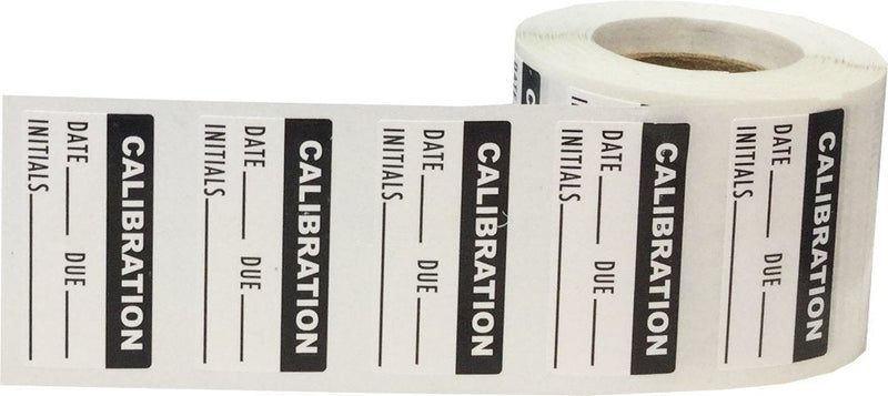White and Black Calibration Labels, 3/4 x 1 1/2 Inch Adhesive Stickers, 500 Total Labels on a Roll with Write in Date, Next Due and Inspector Initials – Made in the USA
