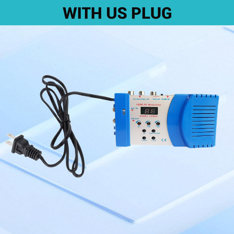 HDMI Modulator RF Modulator, HDMI AV to RF Modulator PAL NTSC Output Plug and Play AV to RF Converter for Home TV Game Console