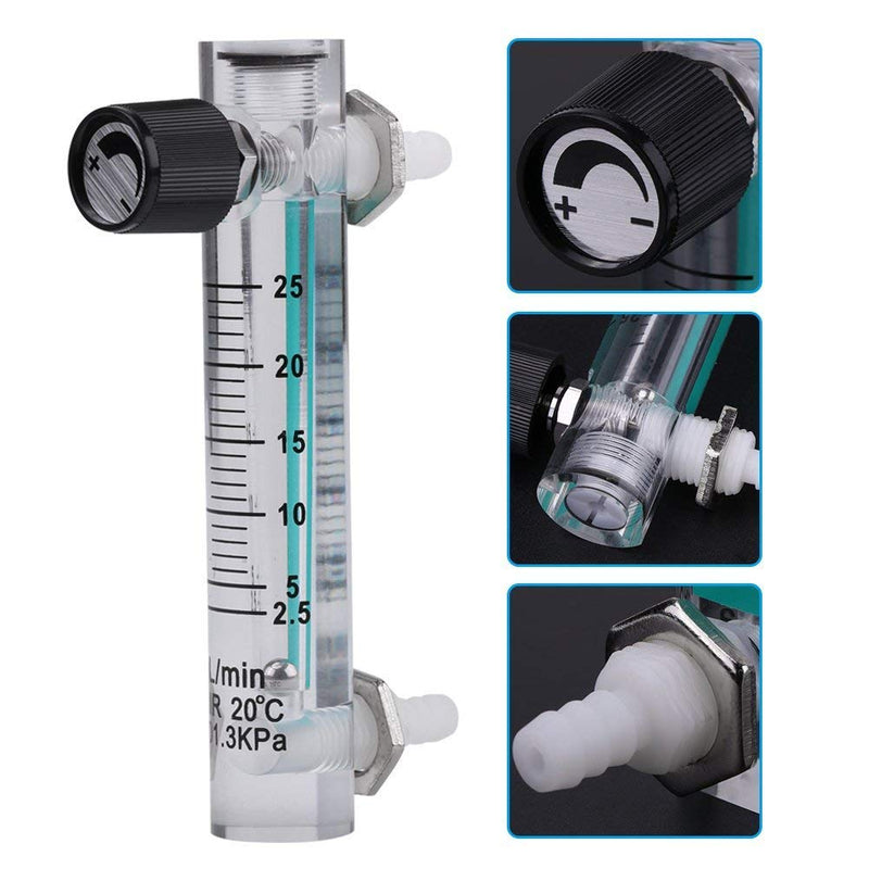 [Australia - AusPower] - Oumefar Gas Flow Meter Flow Meter 2.5-25LPM Flow Meter with Control Valve for Oxygen-Air Gas, 色 