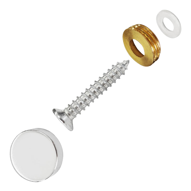 [Australia - AusPower] - 12PCS 3/5" Mirror Screws Decorative Cover Caps, Sign Advertising Screws, Mirror Screw Fasteners Nails, Chrome 