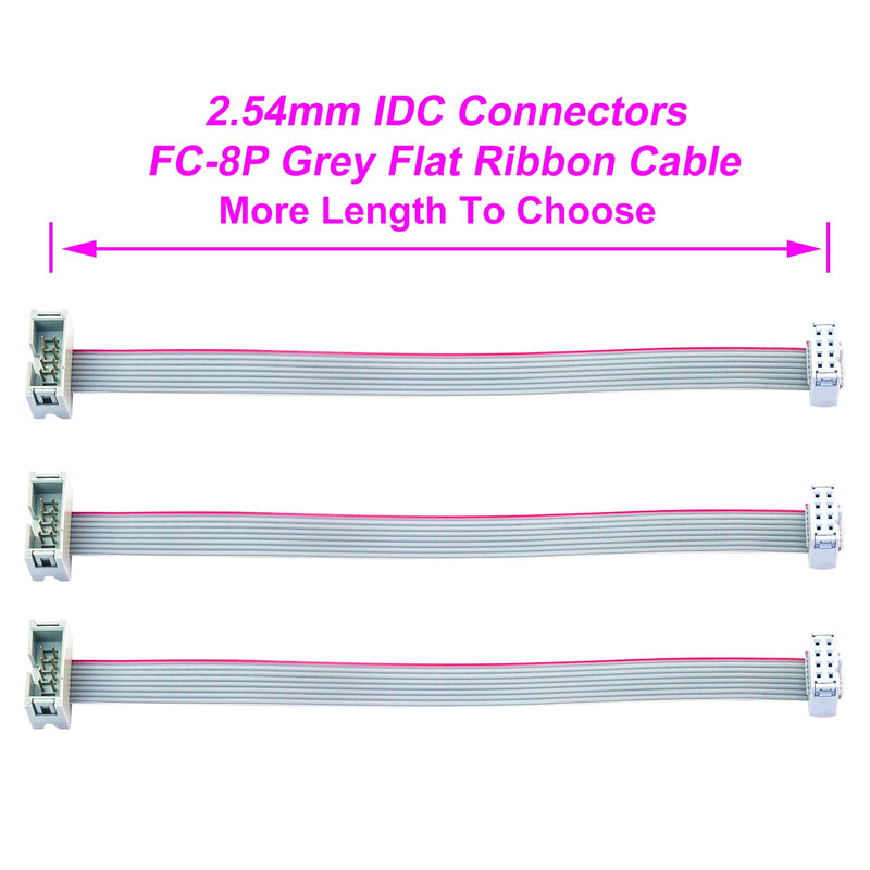 [Australia - AusPower] - Keszoox 2.54mm IDC Flat Ribbon Cable with FC 6/8/10/14/16/20/26/30/34/40P Dual Row IDC IDE Connector Socket, FC 8-Pin Male to Female IDE Extension Cable 50cm 3PCS (FM8-50cm-3Pcs) FC-8P 