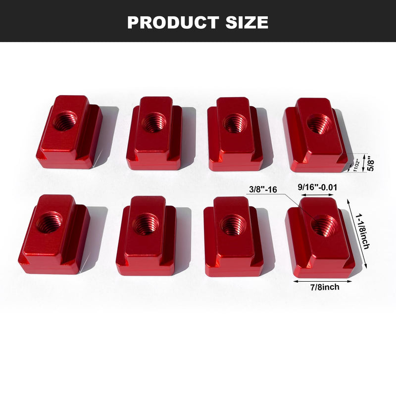 [Australia - AusPower] - Set T-Slot Nut 9/16 Inch Red Oxide Finish 3/8"-16 Threads,T Slot Nuts for Toyota Bed Deck Rail,8 Pcs Set 