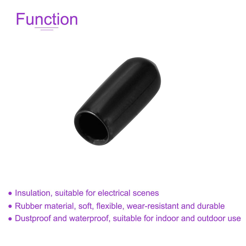[Australia - AusPower] - DMiotech 200 Pack 3/16" ID Black Screw Thread Protectors Rubber End Caps Bolt Covers for Screw Bolt Furniture Pipe 3/16" 