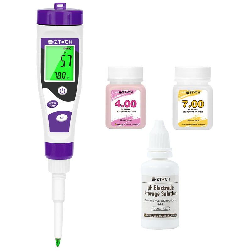 [Australia - AusPower] - Food pH Meter for Canning with pH 4.00 pH 7.00 Calibration Solution Each 8.4oz /250ml, pH Tester for Dough, Brewing, Fermentation 