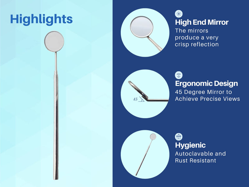[Australia - AusPower] - Dental Mouth Mirror Pack of 10 with Stainless Steel Handle by Artman Instruments 