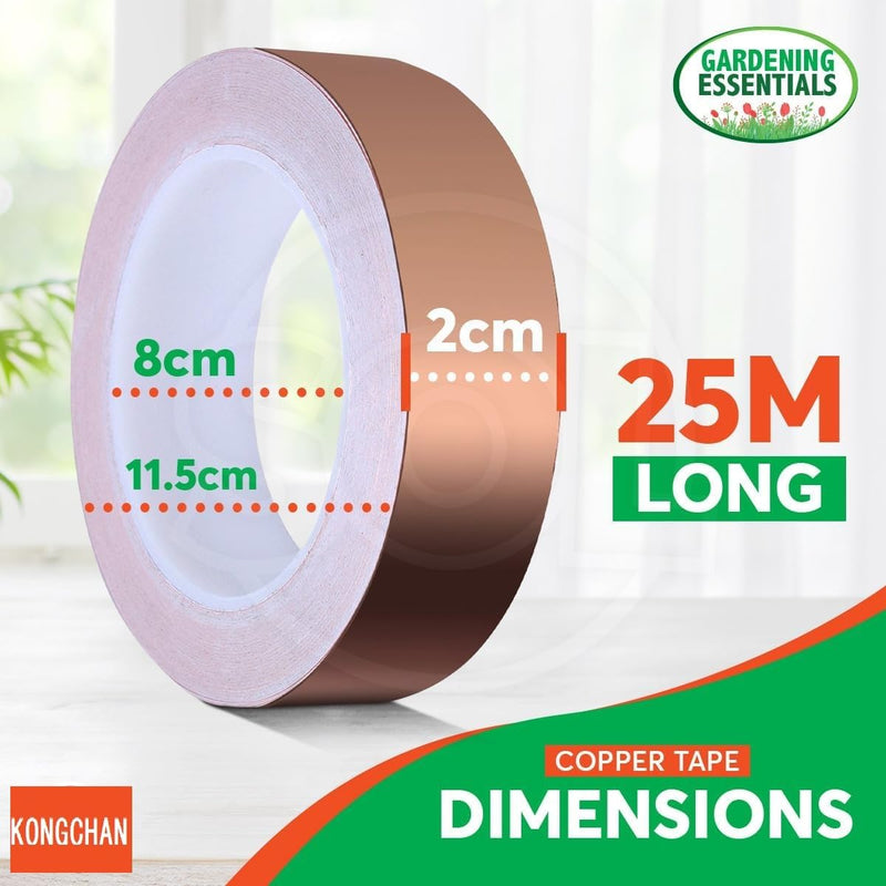 [Australia - AusPower] - Copper Tape(4/5inchX82FT) | Copper Tape Slug Repellent | Humane Slug & Snail Control | Slug Tape Copper Repellent | Snail Repellent | Slug Detterent | Slug Copper Tape for Slugs | Copper Tape Slugs 
