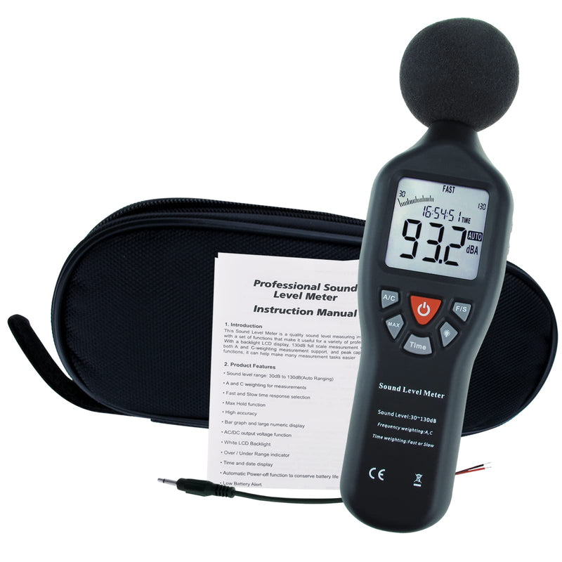 [Australia - AusPower] - Decibel Meter Digital Sound Level Meter Professional Noise Meter High Accuracy 30dB to130dB Measuring Range with Backlight Display for Classroom, Office, Home, etc. Without Data Record Function 