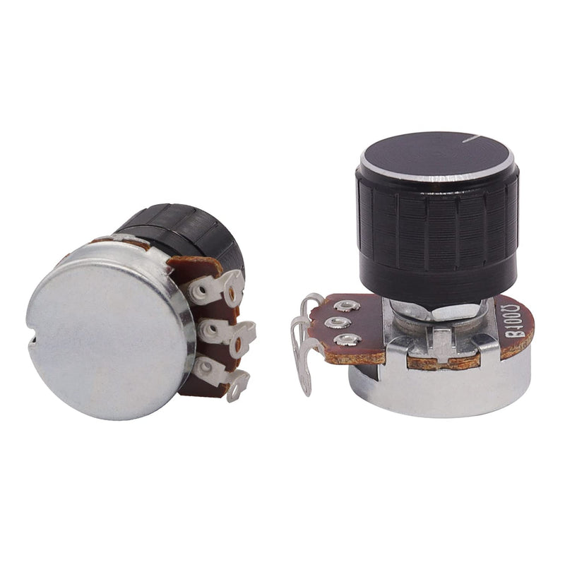 [Australia - AusPower] - TWTADE / 3pcs wh138 100 ohm Potentiometer Single Turn Rotary Linear Variable Potentiometer +3pcs black Aluminum alloy knob 