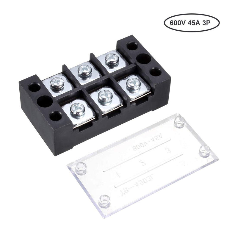 [Australia - AusPower] - uxcell Dual Rows 3 Positions 600V 45A Cable Barrier Block Terminal Strip TB-4503L 