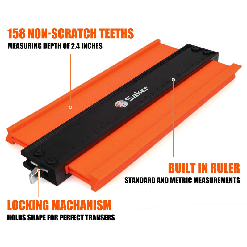 [Australia - AusPower] - Saker Miter Saw Protractor&Saker Contour Gauge (10 Inch Lock) Profile Tool 