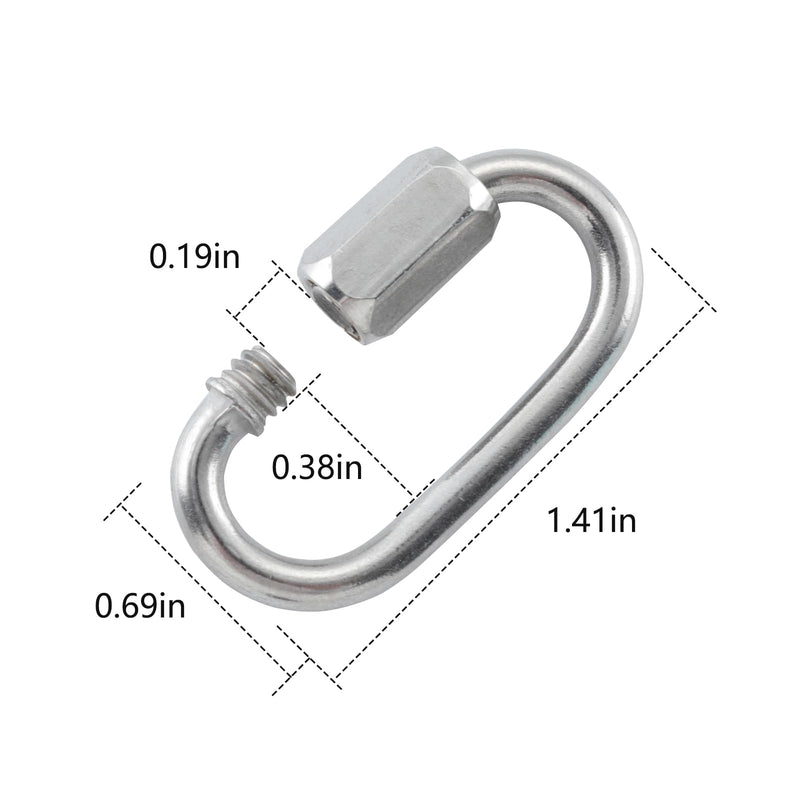 [Australia - AusPower] - HOME MASTER HARDWARE 1/8 inch Stainless Steel D Shape Quick Link Chain Links Locking Carabiner Connector Keychain Ring Buckle 10 Pack 1/8 Inch, 10 Pack 