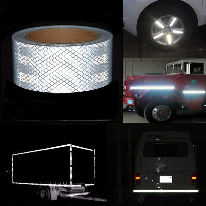 [Australia - AusPower] - Reflective Tape, Waterproof Self Adhesive Dot Reflective Tape Outdoor Safety Caution Reflector for Trailers, Bikes, Cars?Silver, 1 Inch x 65 Feet? White 