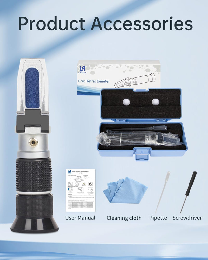 LOHAND Honey Refractometer for Honey Moisture, Scale Range: 0-90% Brix Refractometer, Precision Measuring Sugar Content for Maple Syrup/Wine/Fruit/Drink, Automatic Temperature Compensation 0-90%Brix