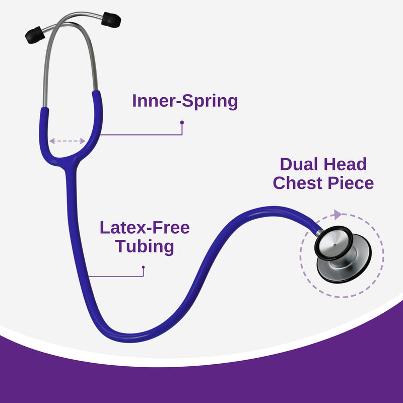 [Australia - AusPower] - HCS Blue Stethoscope - Premium Stainless Steel, Dual Head Medical Stethoscope for Nurses, Doctors, Veterinary - 22 inch Tubing 