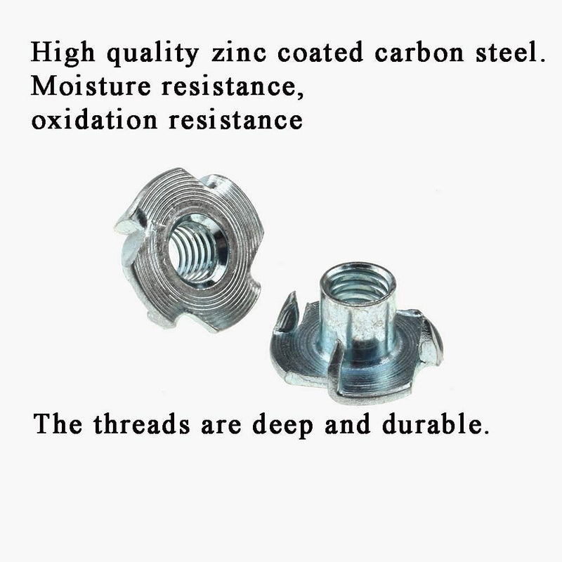 [Australia - AusPower] - M8 X 10mm T Nut 4 Prong Tee Blind Nuts Threaded Insert Clean Threads No Rust Carbon Steel Zinc Plated for Wood Rock Climbing Wall Holds Plywood Furniture Particle Board CNC Router 30 Pack M8-10(30Pack) 