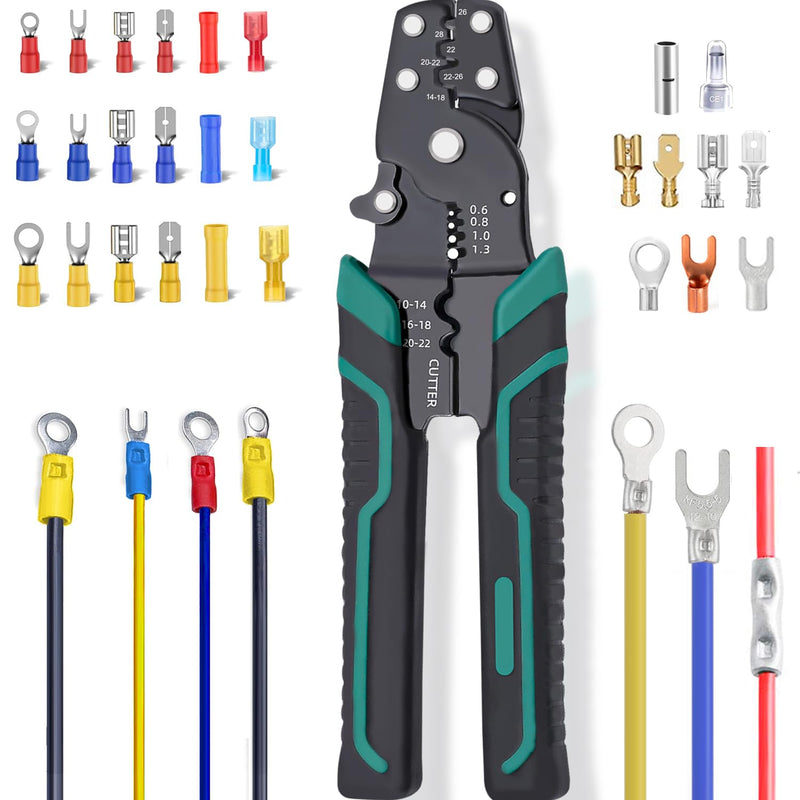 [Australia - AusPower] - Tnisesm 300PCS Wire Connectors Insulated Wire Crimp Connectors Assortment Kit with Ring, Spade, Butt, Quick Disconnect, Crimp Automotive Cable Terminals TN-T01 Insulated Connectors 