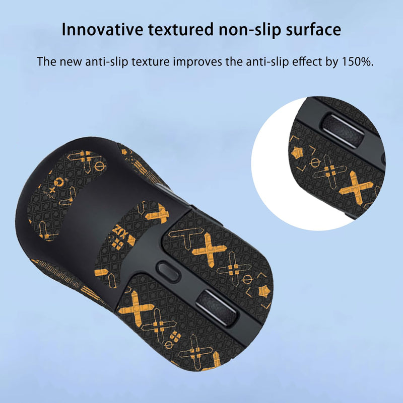NOUKAJU Mouse Grip Tape Full Coverage for Keychron M3（M3-A1） Wireless Mouse, Mouse Anti Slip Grip Tape,Self-Adhesive PreCut Sweat-Resistant Professional Mice Upgrade Kit(Black&Gold)