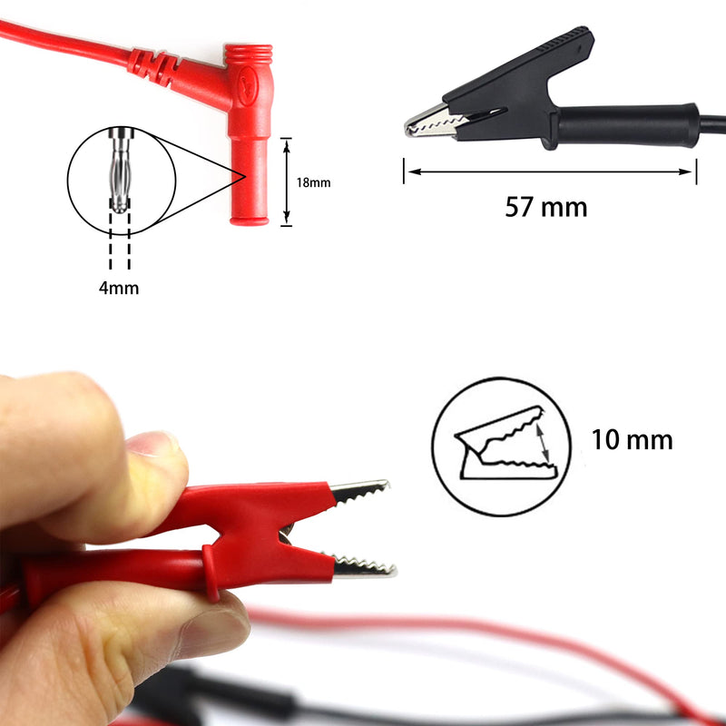 [Australia - AusPower] - Multimeter Alligator Clips TES Leads,Banana Plug to Alligator Clip Electtical Testing Leads,Banana Plugs fit Most Digital Meters， Multimeter TES Leads Length 40.87 inches (2 Pieces） 
