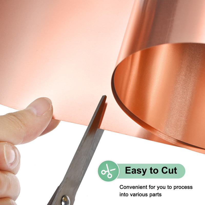 M METERXITY Thin Copper Sheet Roll, 3500mm x 300mm x 0.05mm / 11.5ft x 11.8" x 0.002" (LxWxT) Soft Pure Copper Foil Sheets, Metal Flashing Strip Plate for Crafts/Electricity/DIY Projects 1