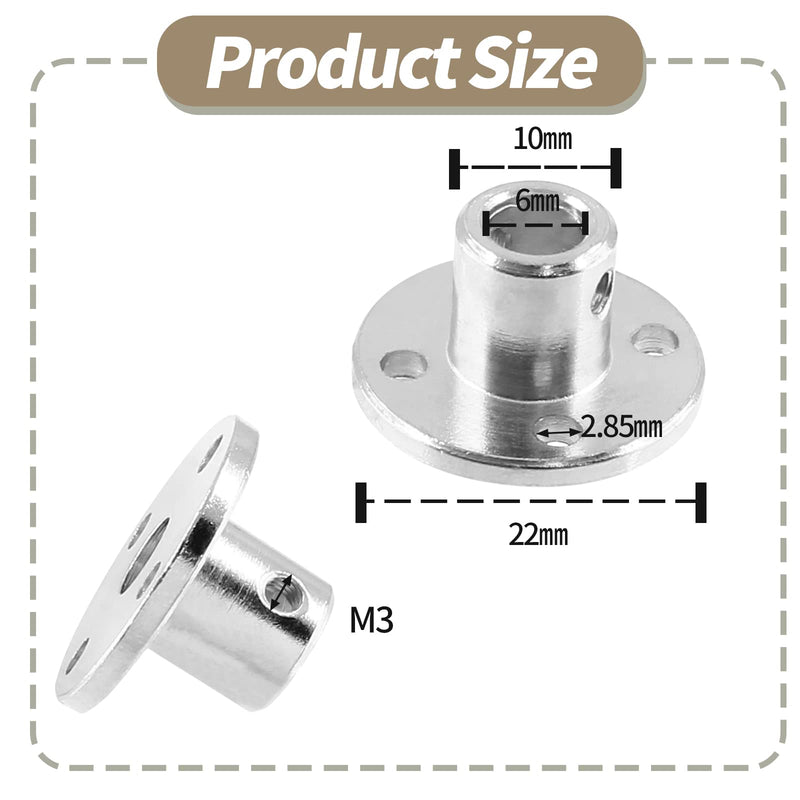 [Australia - AusPower] - 4 Pieces 6mm Flange Coupling Connector, Rigid Flange Shaft Coupling Shaft Mounting Hub with Set Screws & Wrench 