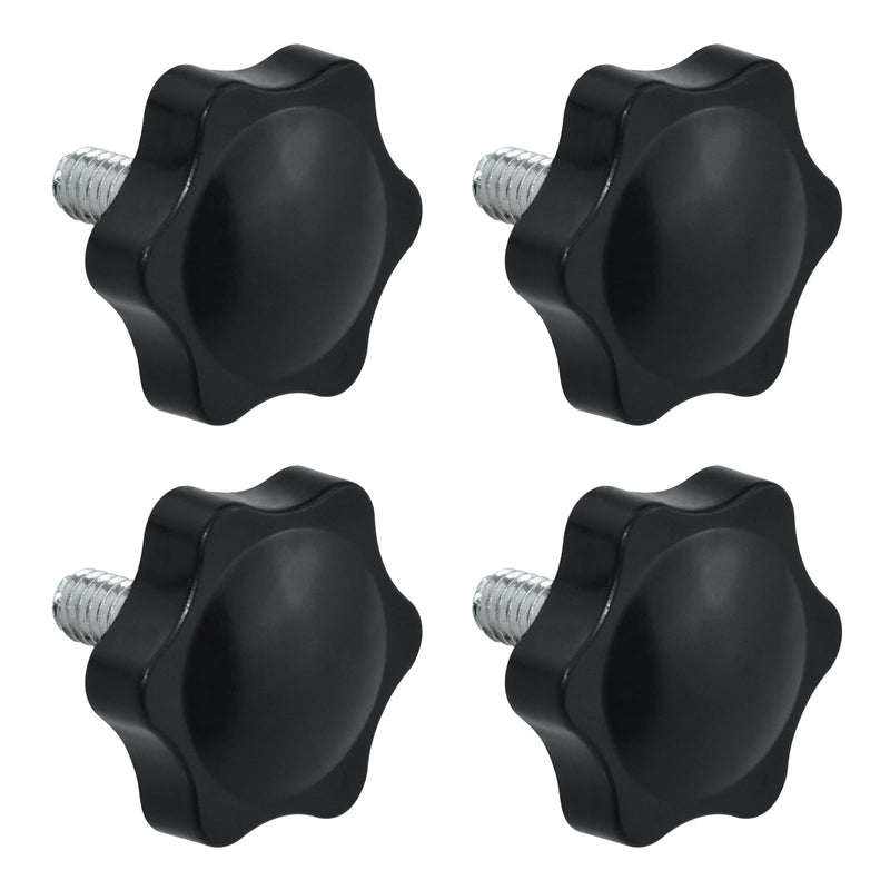 [Australia - AusPower] - 4 Pieces Star Hand Knob, 1/4"-20 x 0.63“ Threaded Post Black Plastic Hex Shaped Clamping Knob Handle 32#1/4*16mm 