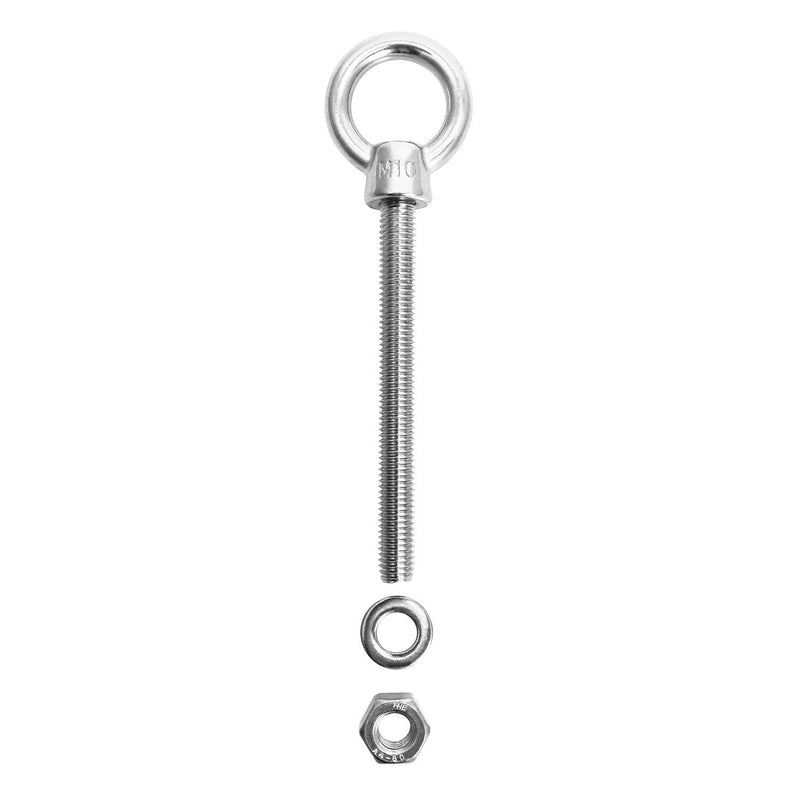 [Australia - AusPower] - QWORK Stainless Steel Machinery Eye Bolt with Shoulder, 5 Pack 3/8" x 4" Long Stainless Steel Marine Grade Shoulder Eye Bolt, Threaded Eyebolts 