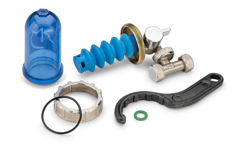 WK Rotating Polyphosphate Dispenser with Bypass, Connections 1/2 Inch, Transparent Shatterproof Pot, Limescale and Corrosion Protection for Sanitary and Sanitary Systems