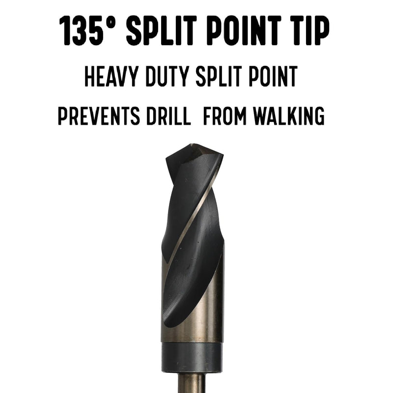 Drill America - KFDRSD1-1/8 1-1/8" Reduced Shank High Speed Steel Black & Gold KFD Drill Bit with 1/2" Shank, KFD Series 1-1/8"