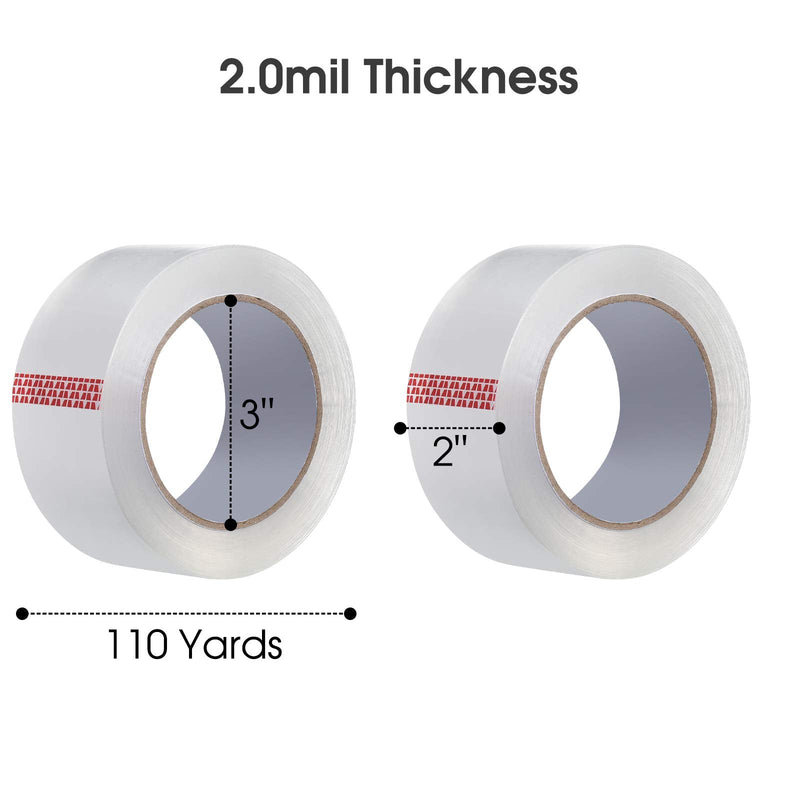 Pacific Mailer Clear Packing Tape, 2 Inch Wide, 2.0mil Thickness, 110 Yard Per Roll [Pack of 36 Rolls] 36-Pack, 110Yd, 2inch