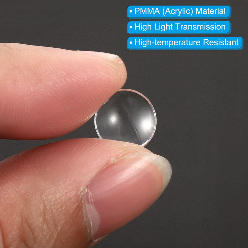 [Australia - AusPower] - PATIKIL Diameter 10mm Double Convex Lens, 10 Pcs Acrylic LED Optical Convex Condenser Lens for Physics Classrooms Labs, Transparent 