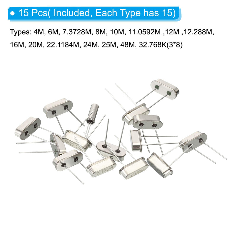 [Australia - AusPower] - PATIKIL Crystal Oscillator Assortment Kit, 15pcs 15 Values 4M to 48M Crystal Resonators Assorted Set 