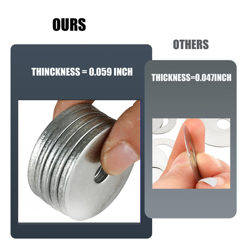 [Australia - AusPower] - 1/4 x 1" Fender Washers,Stainless Steel Flat Washers,Made of 304 (18-8),100 Pcs Large Repair Metal Washers 1/4 x 1" 