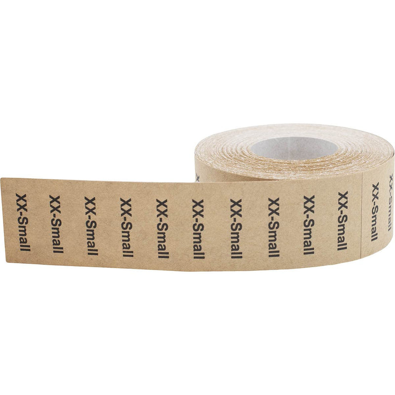 Natural Kraft XX-Small Clothing Size Strip Stickers for Retail Apparel, 1.25 x 5 Inch Adhesive Size Labels, 125 Total Stickers for Rack and Shelf Organization – Made in the USA